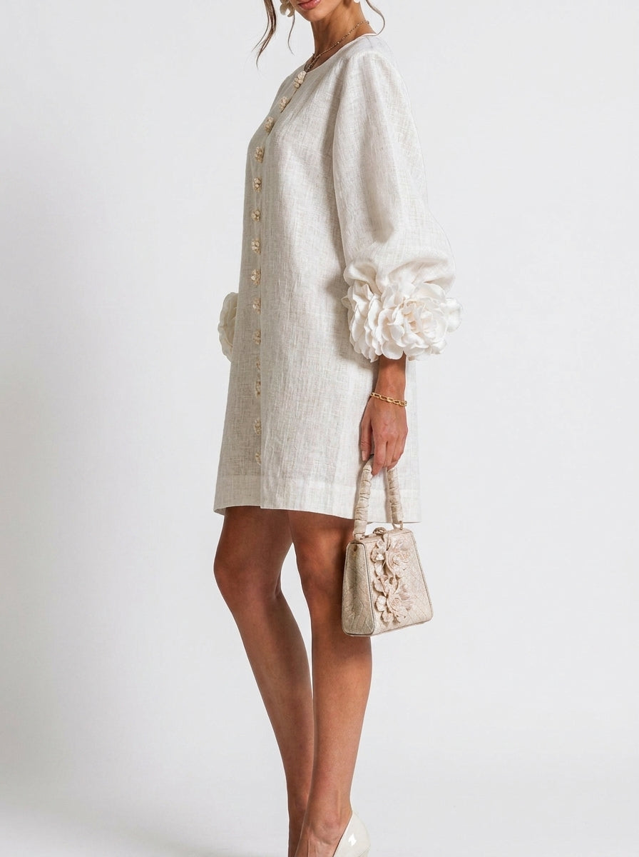 Cinzia | Vestido con flores en relieve