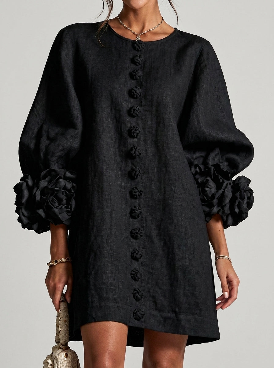 Cinzia | Vestido con flores en relieve