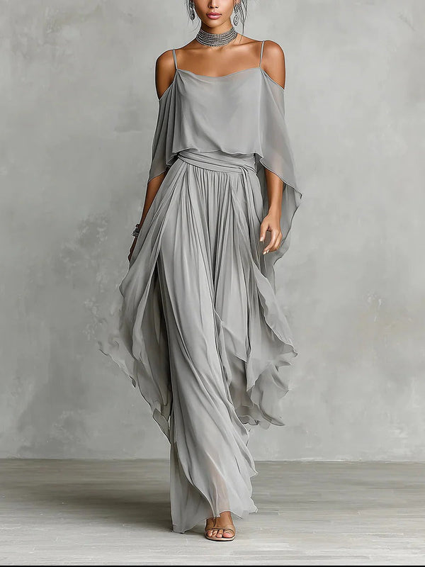 Renata | Conjunto fluido gris de dos piezas