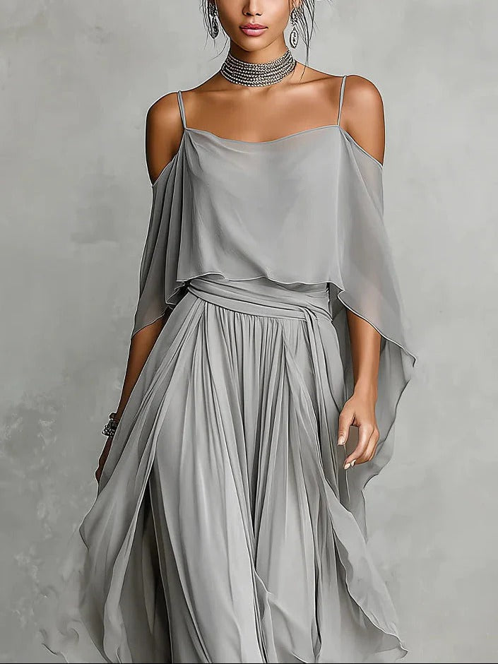 Renata | Conjunto fluido gris de dos piezas
