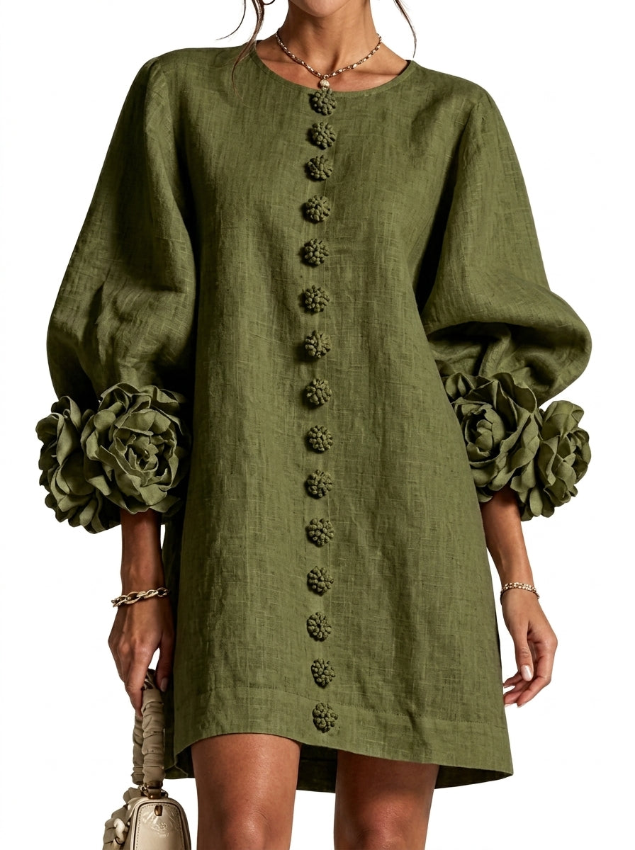 Cinzia | Vestido con flores en relieve